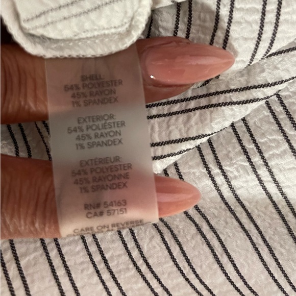 Calvin Klein Striped V Neck Crepe Cropped Jumpsuit Size 10 - Picture 6 of 6